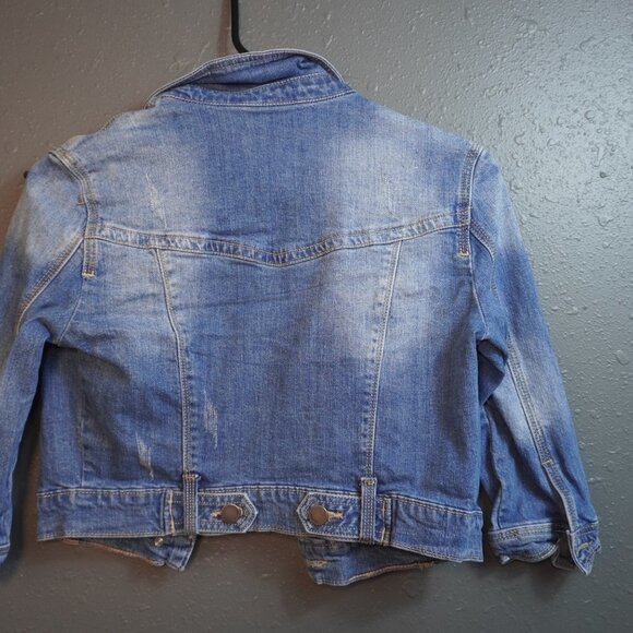 Denim Girls Mid Wash Distressed Button Down Casual Jean Jacket Size Medium - Picture 4 of 7